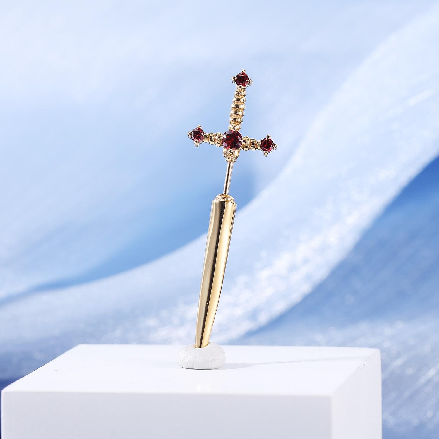 20G Punk Stainless Steel Stud Earrings CZ Dagger Sword Ear Stud Piercing Jewelry