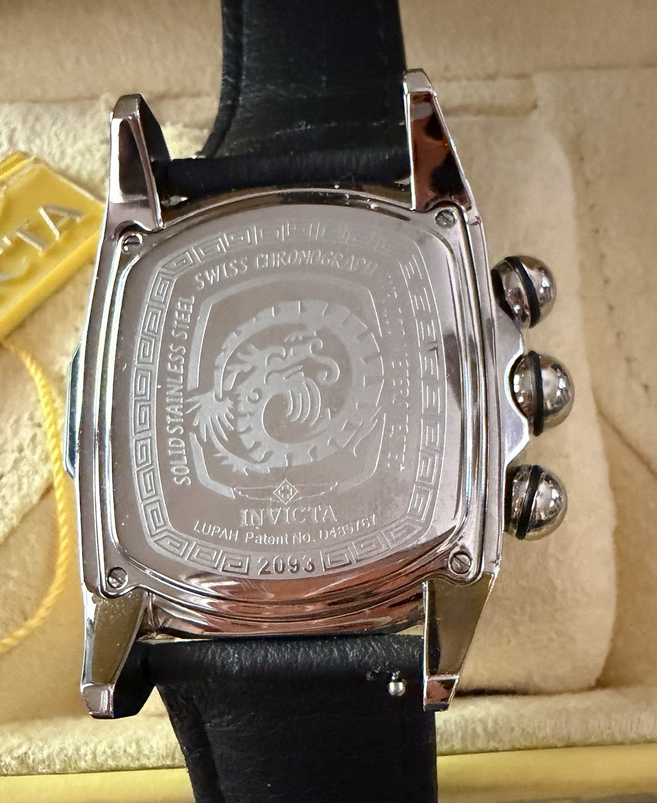 Invicta Lupah Men’s Chronograph Date 100m Silver Dial Black Leather