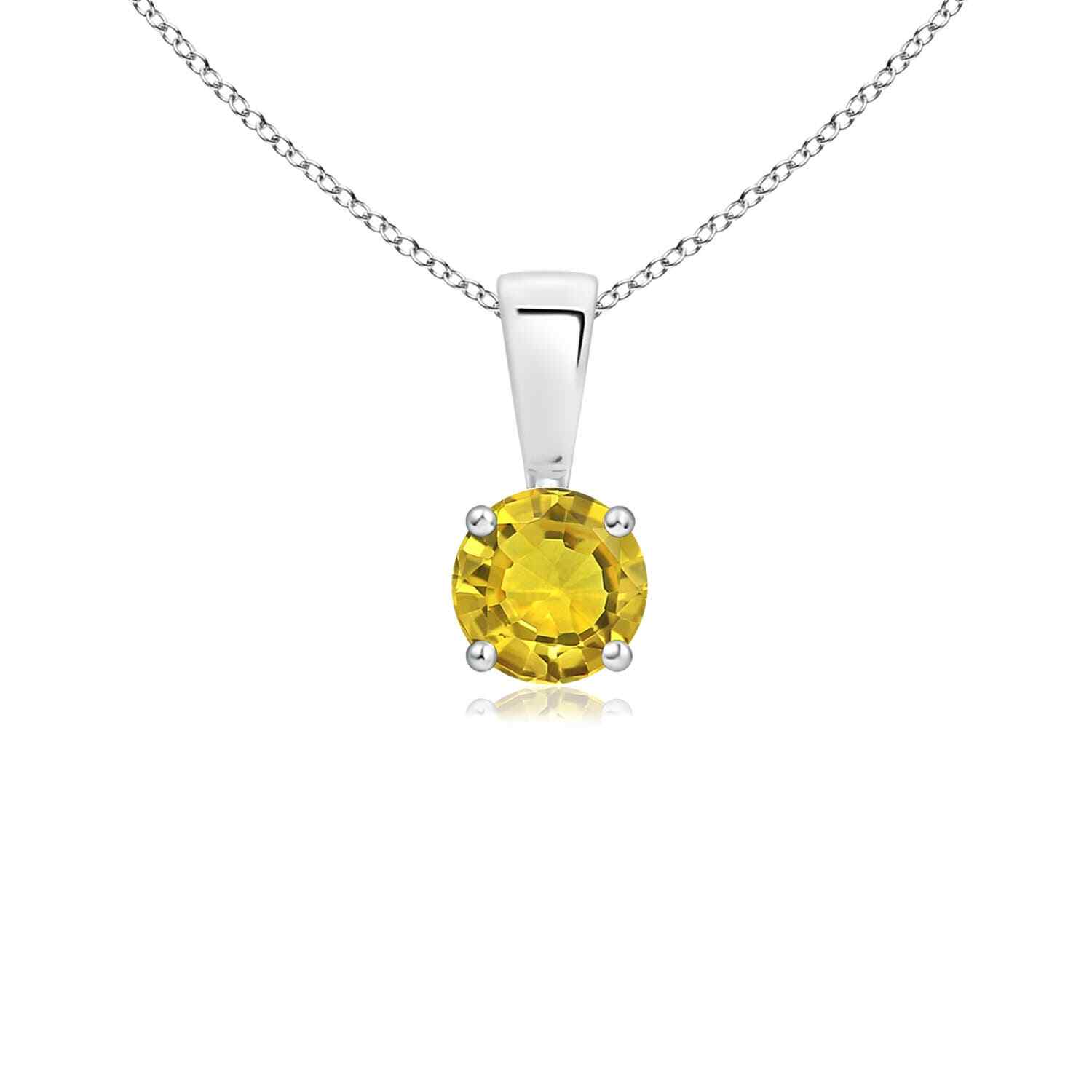 ANGARA 4mm Natural Yellow Sapphire Solitaire Pendant Necklace in Silver for Girl