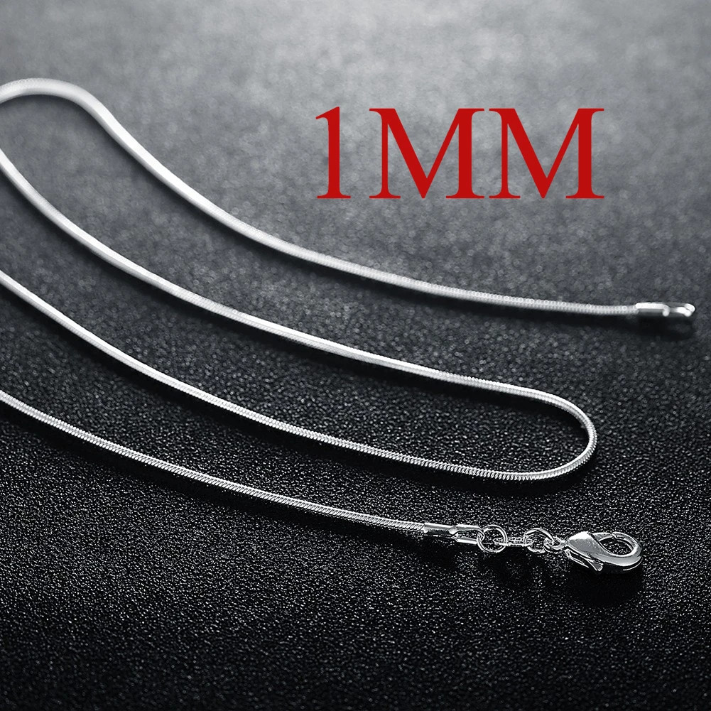 1/2MM Snake Chain Necklace 925 Sterling Silver 16-30 Inches Hip Hop Punk Jewelry