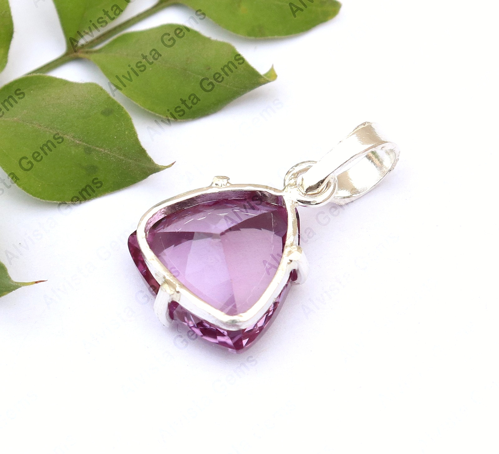 Natural Color Change Alexandrite Certified Trillion Gemstone Pendant 925 Silver