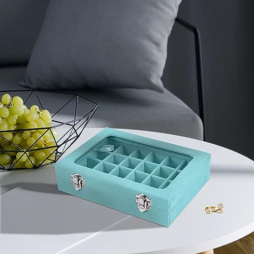 Jewelry Box 24 Grid Velvet Earrings Holder Tray Detachable Earring Case