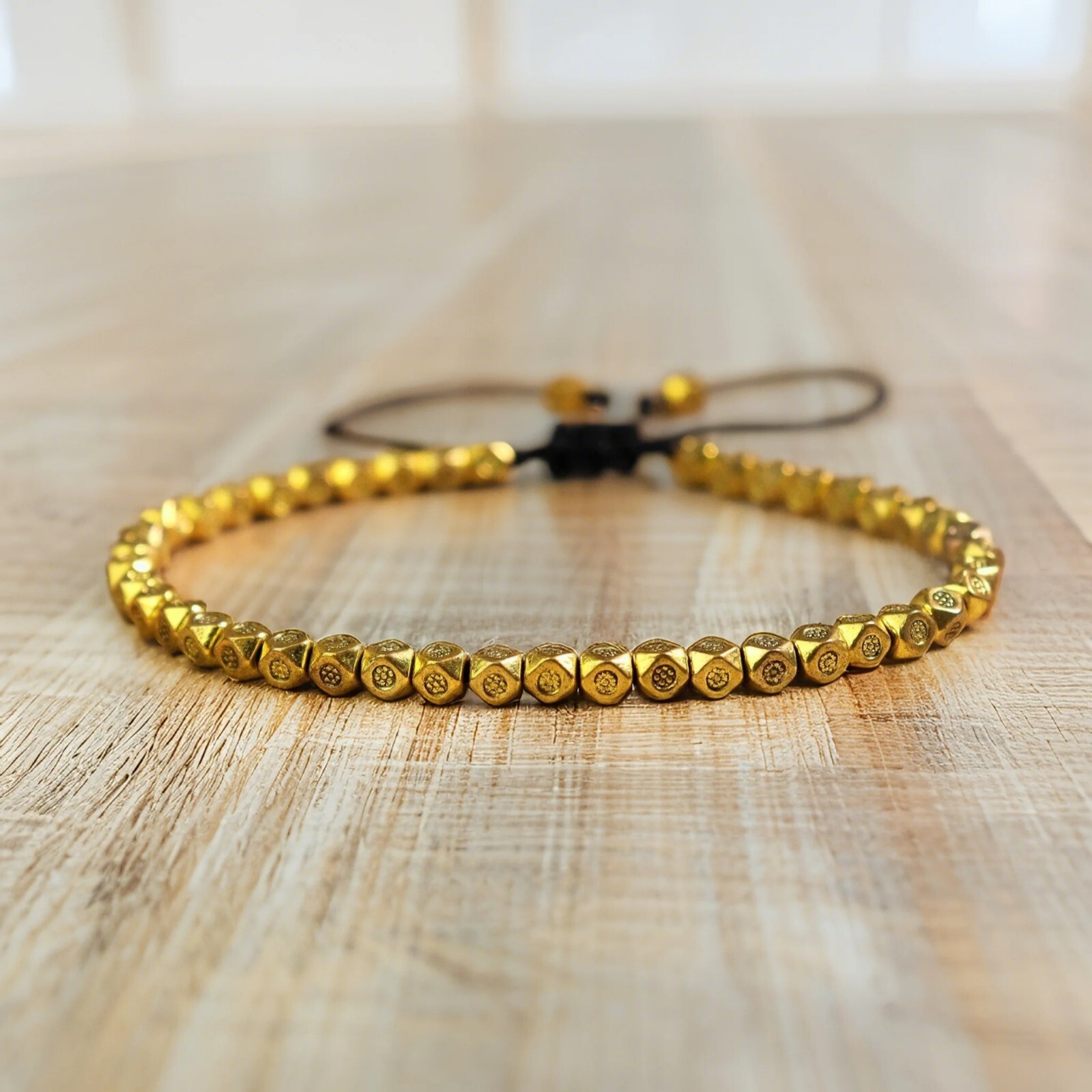 Tibetan Buddhist Golden Copper Beads Lucky Protection Woman Man Bracelet Handmad