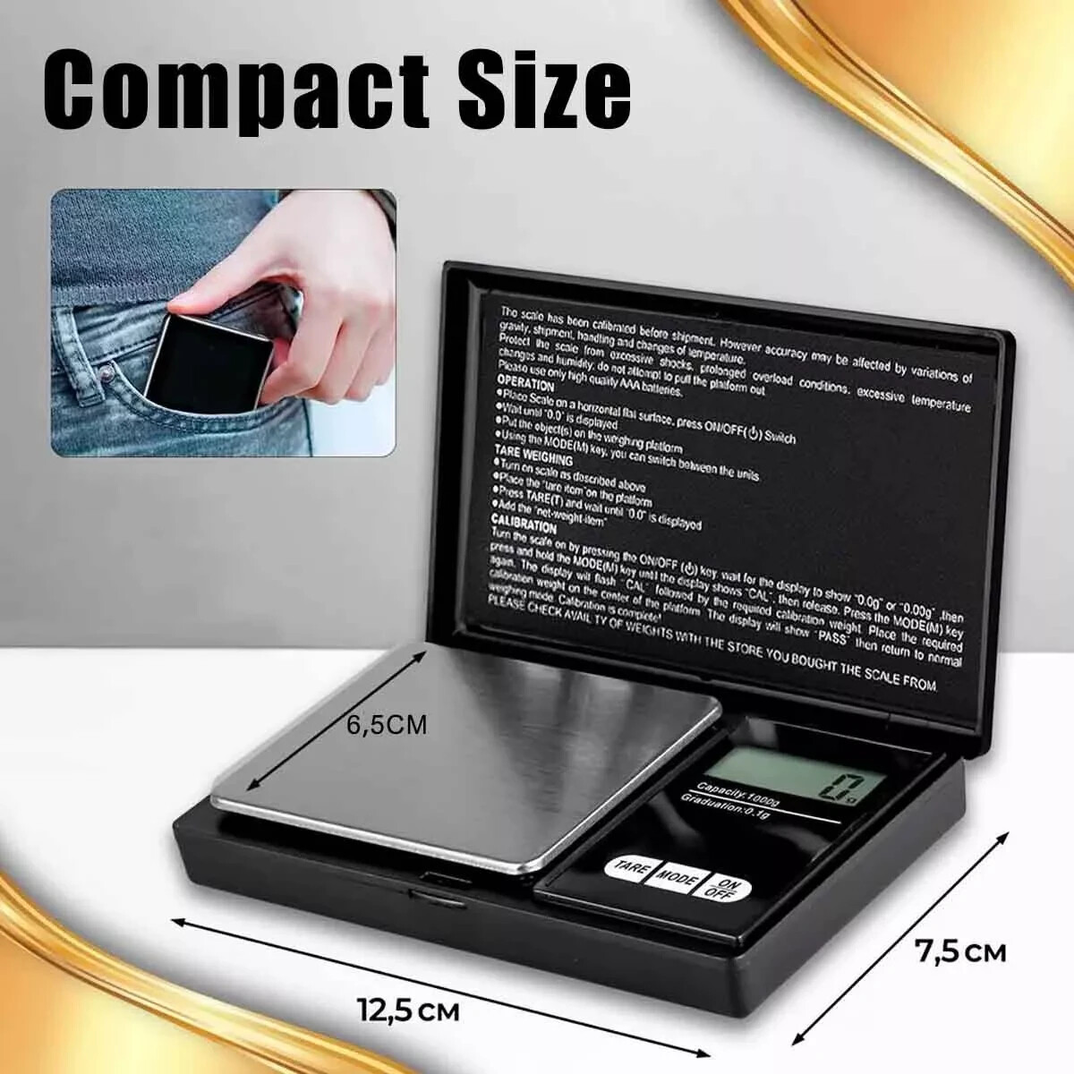 Pocket 1000g x 0.1g Digital Jewelry Gold Coin Gram Balance Weight Precise Scale