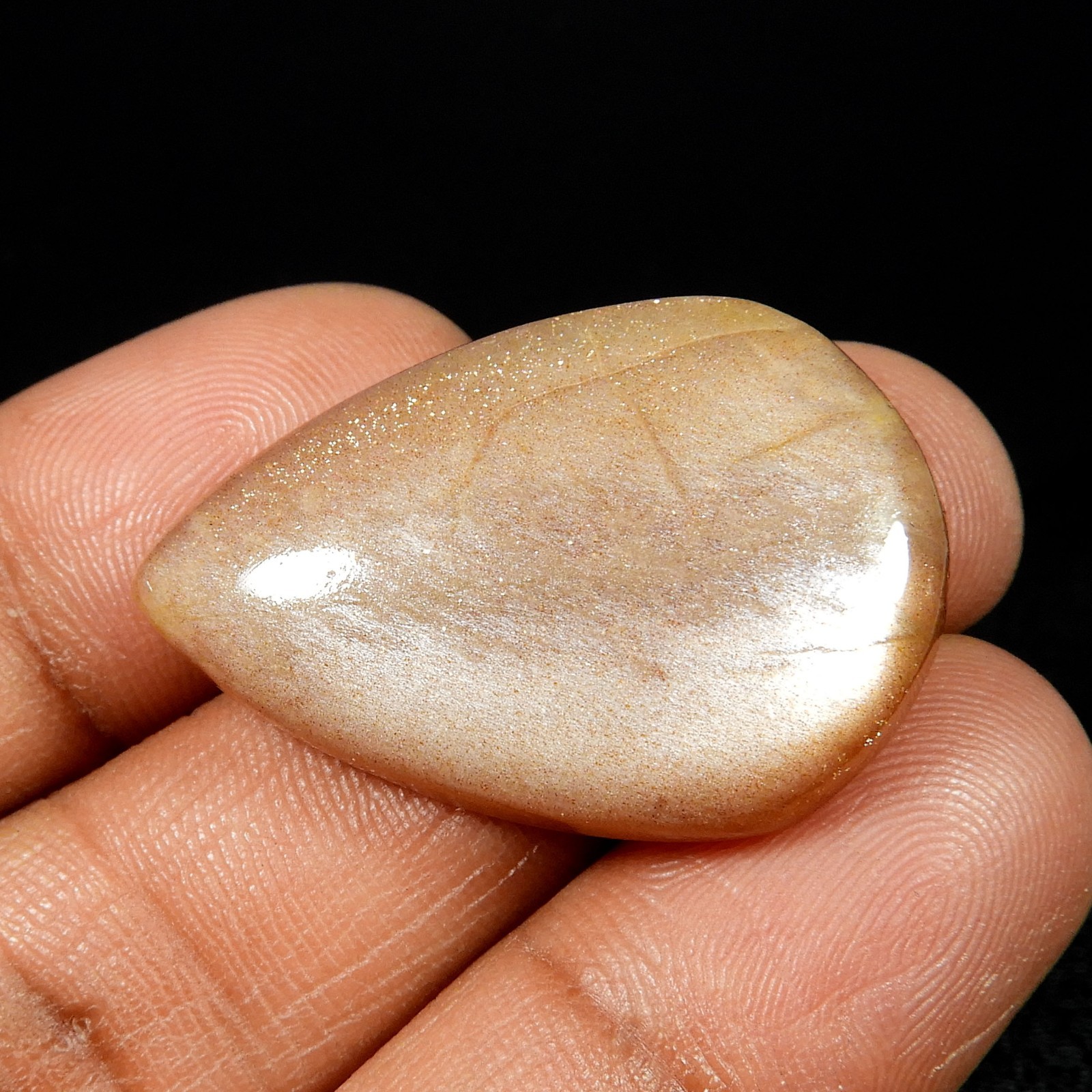 Natural Peach Moonstone Flashy Cabochon Pear Shape Gemstone Loose 35 Cts MN-04