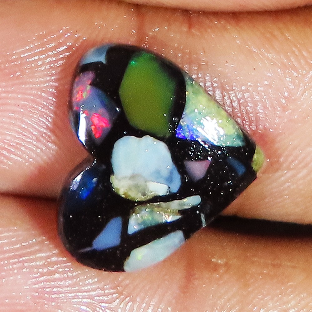 4.40 Cts Ethiopian Composite Opal Heart Cabochon Opal Gemstone 15x16x3 mm lp-187