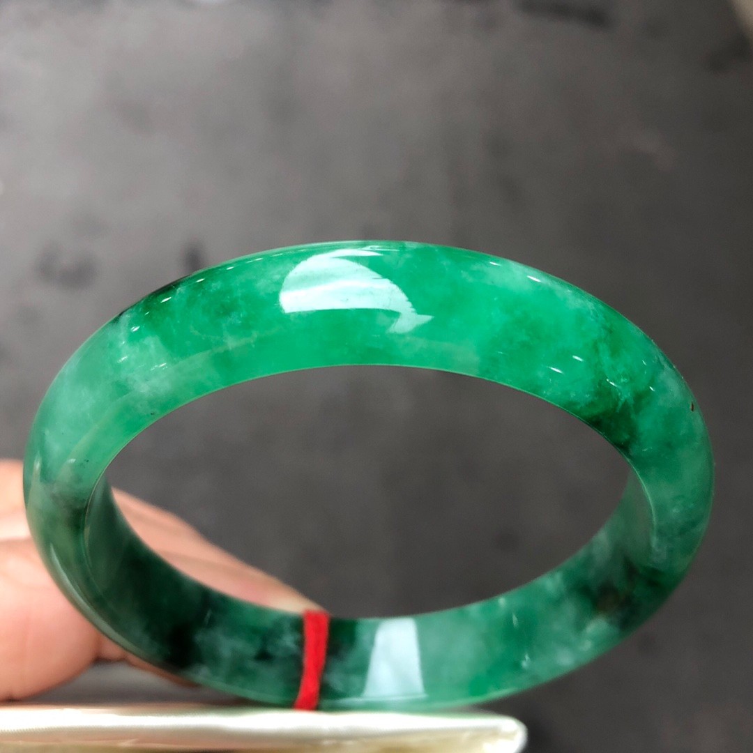 Certified Natural Grade AAA Ice Green Burmese Jade jadeite bracelet bangle 57MM