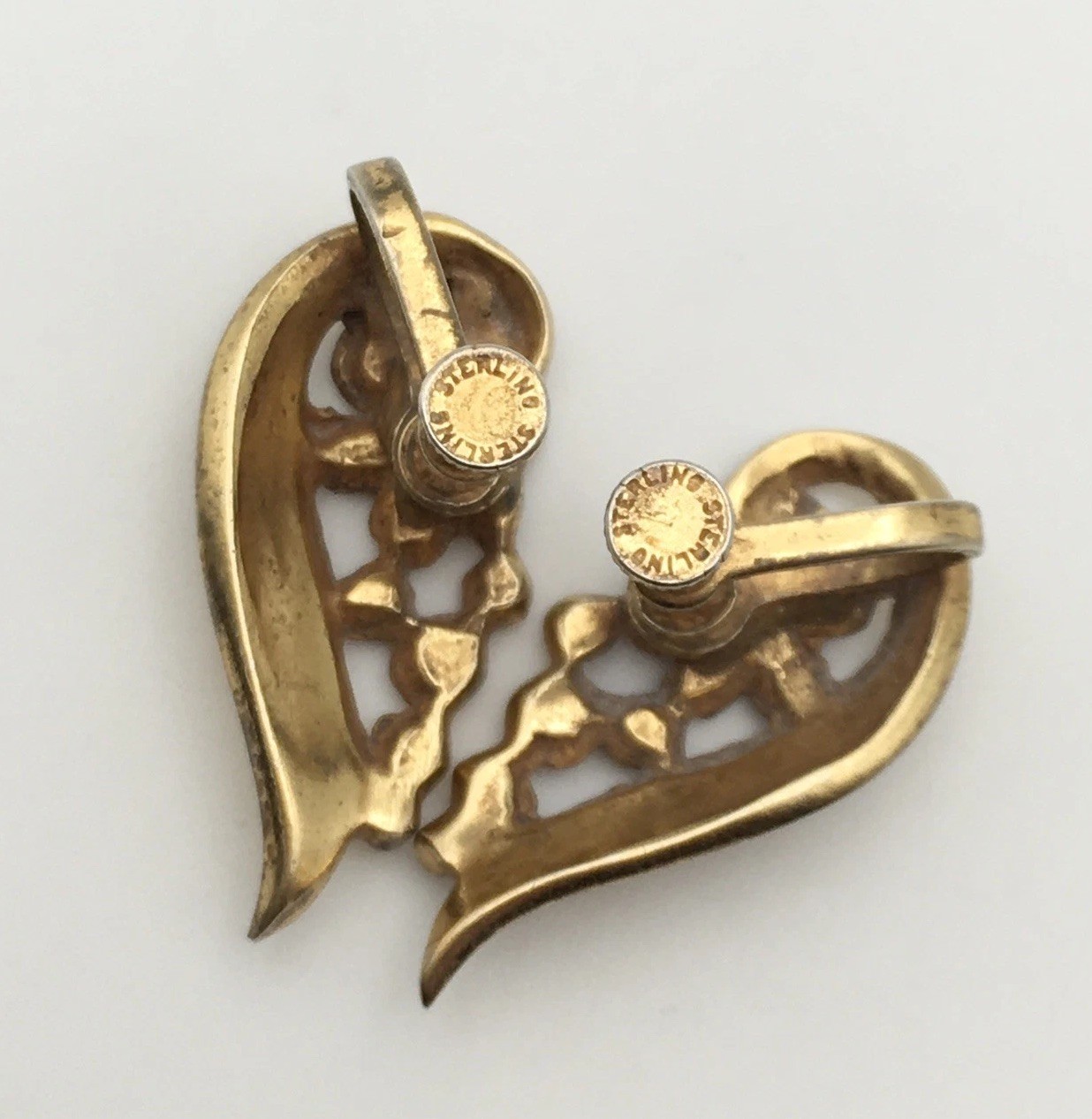 Vintage Sterling Silver Gold Dip Flower Screw Back Earrings 7g #87