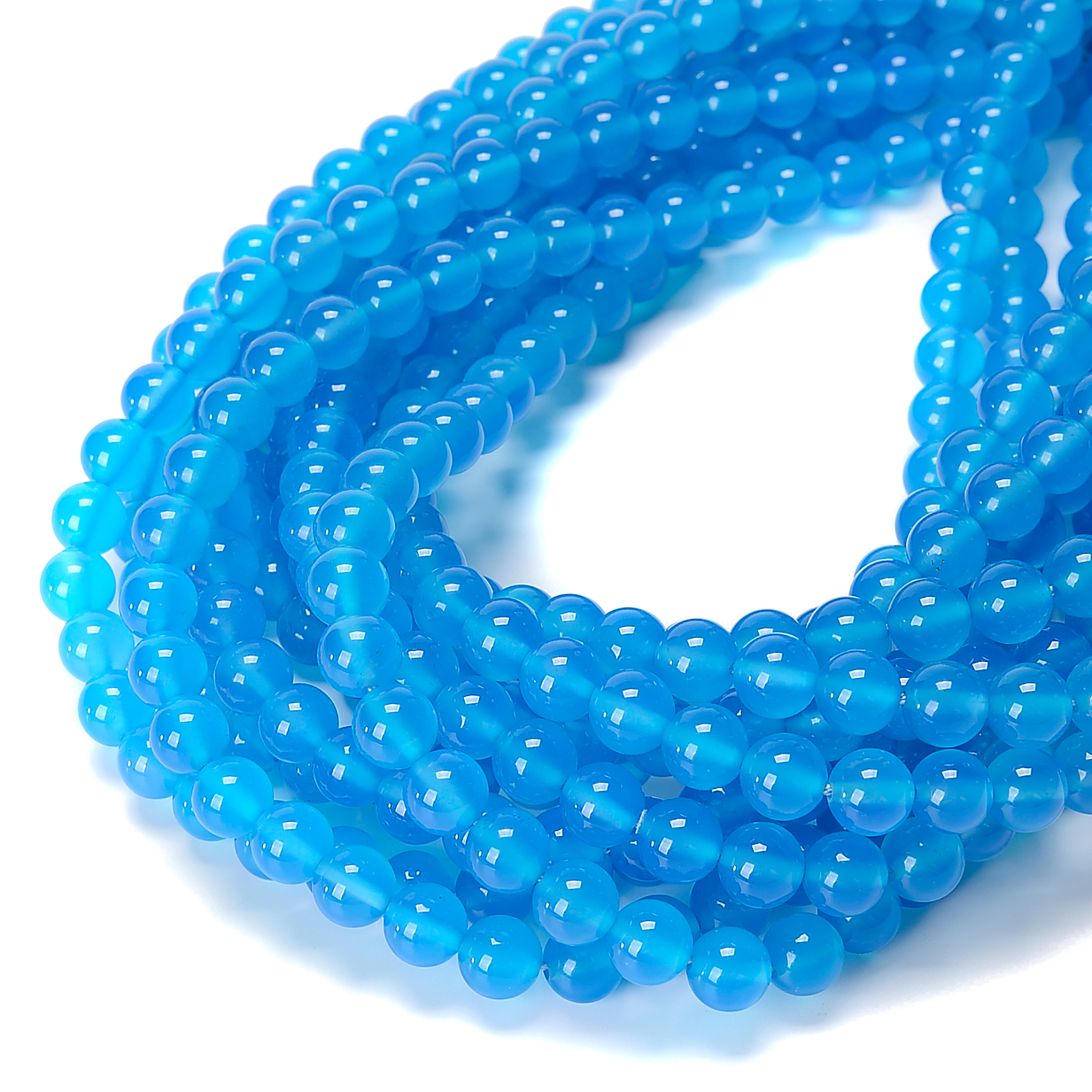 Aqua Color Dyed Agate Smooth Round Beads Size 8mm 10mm 15.5” Strand