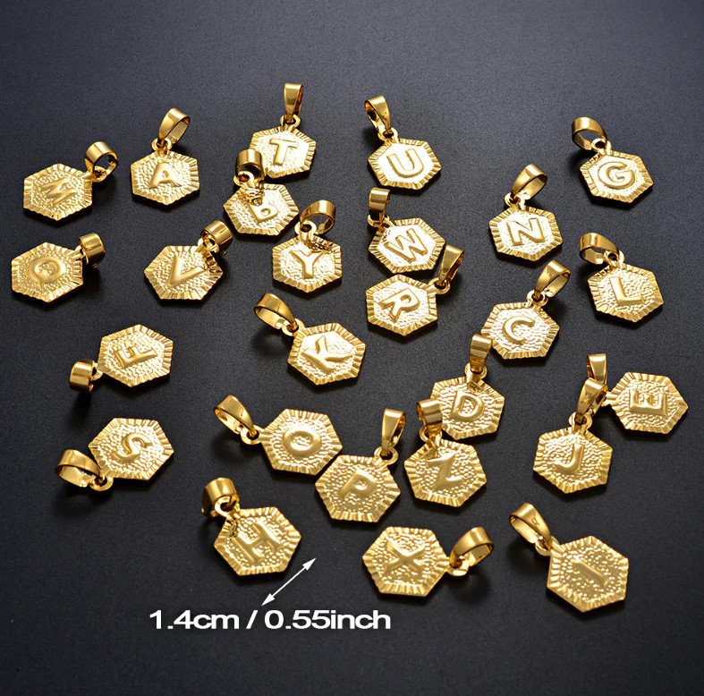 Initial Hexagon Pendant Necklace