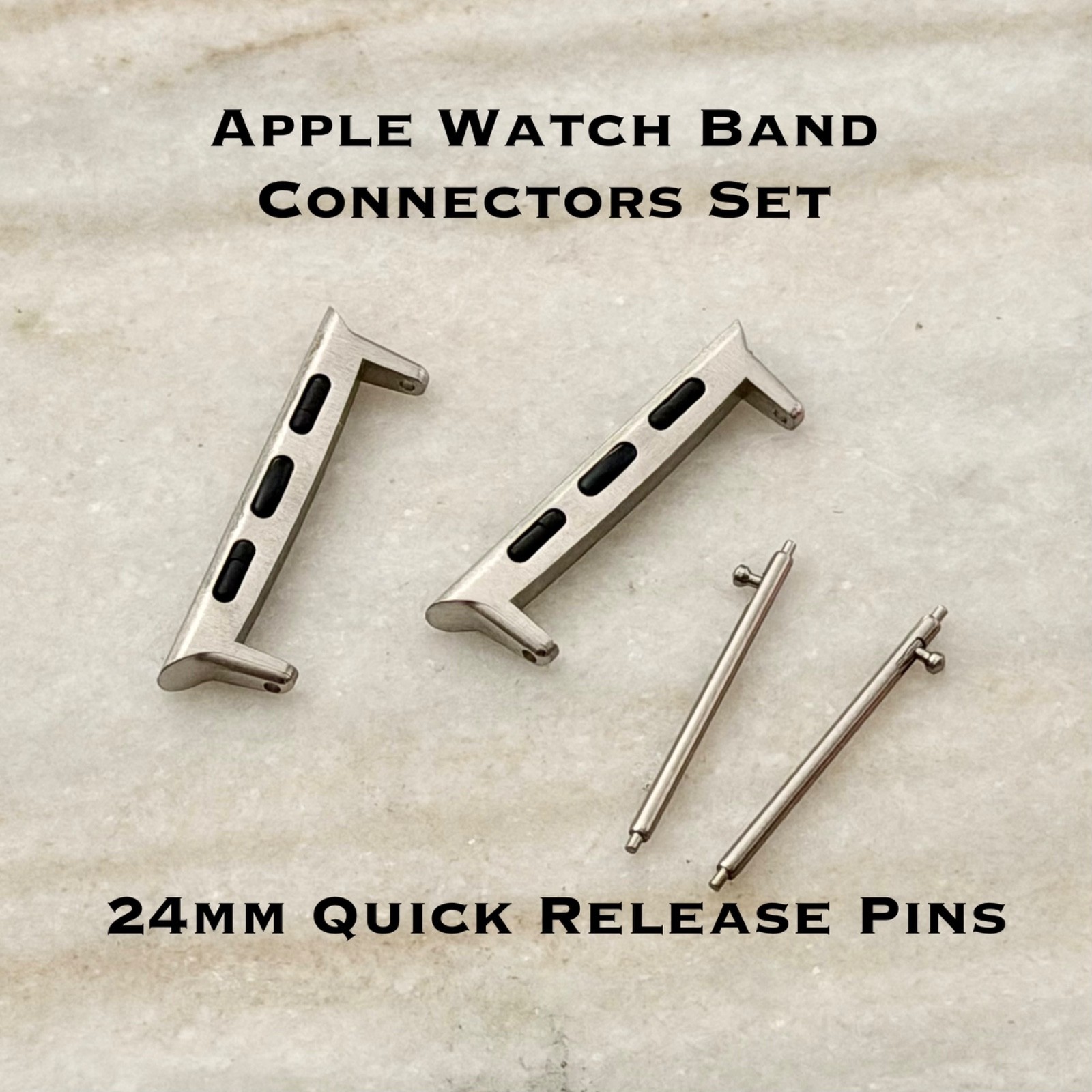 Apple Watch Band Connectors, 24mm Strap Adapters, Stainless Steel, Gold, Silver