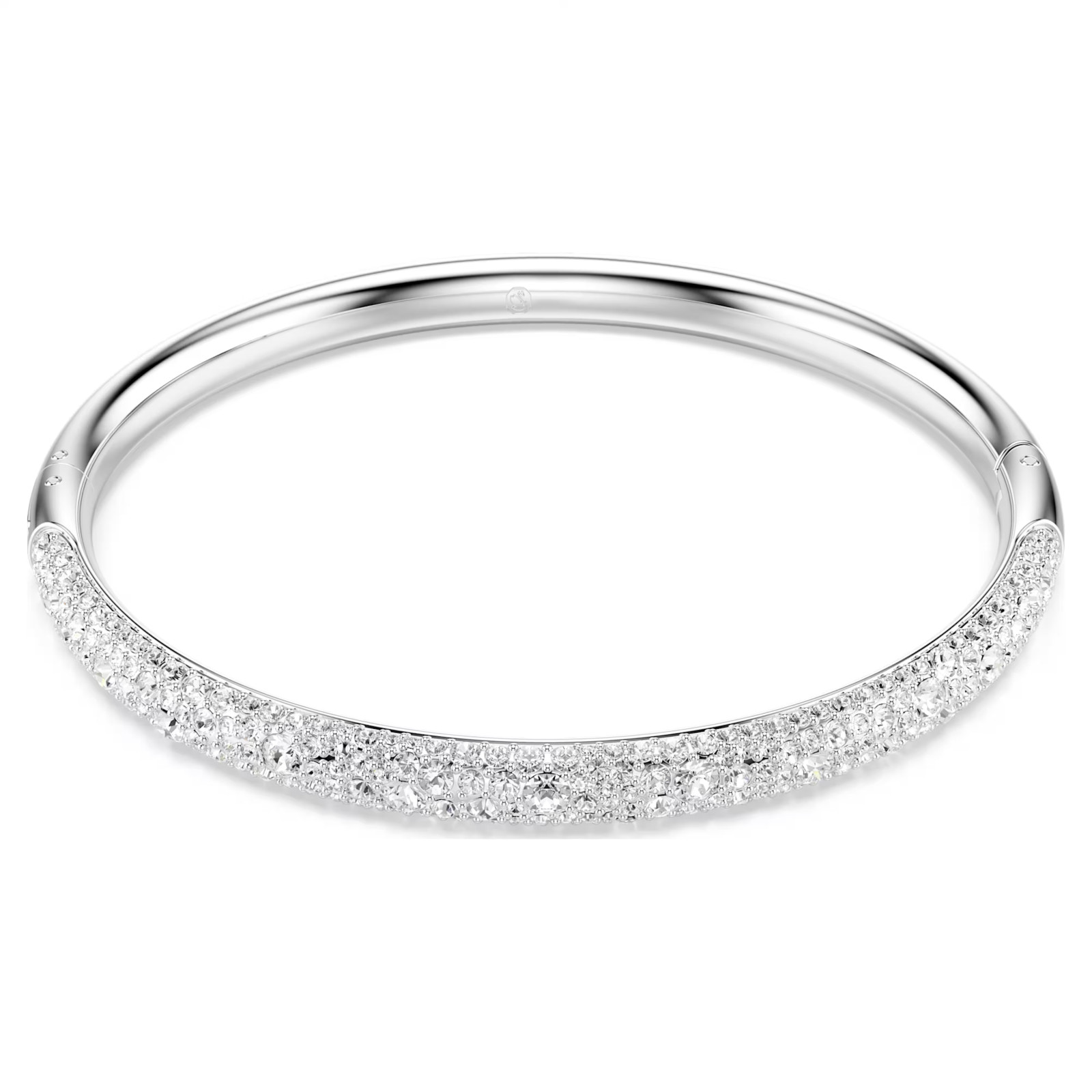 Sublima bangle Snow pavé, White, Rhodium plated