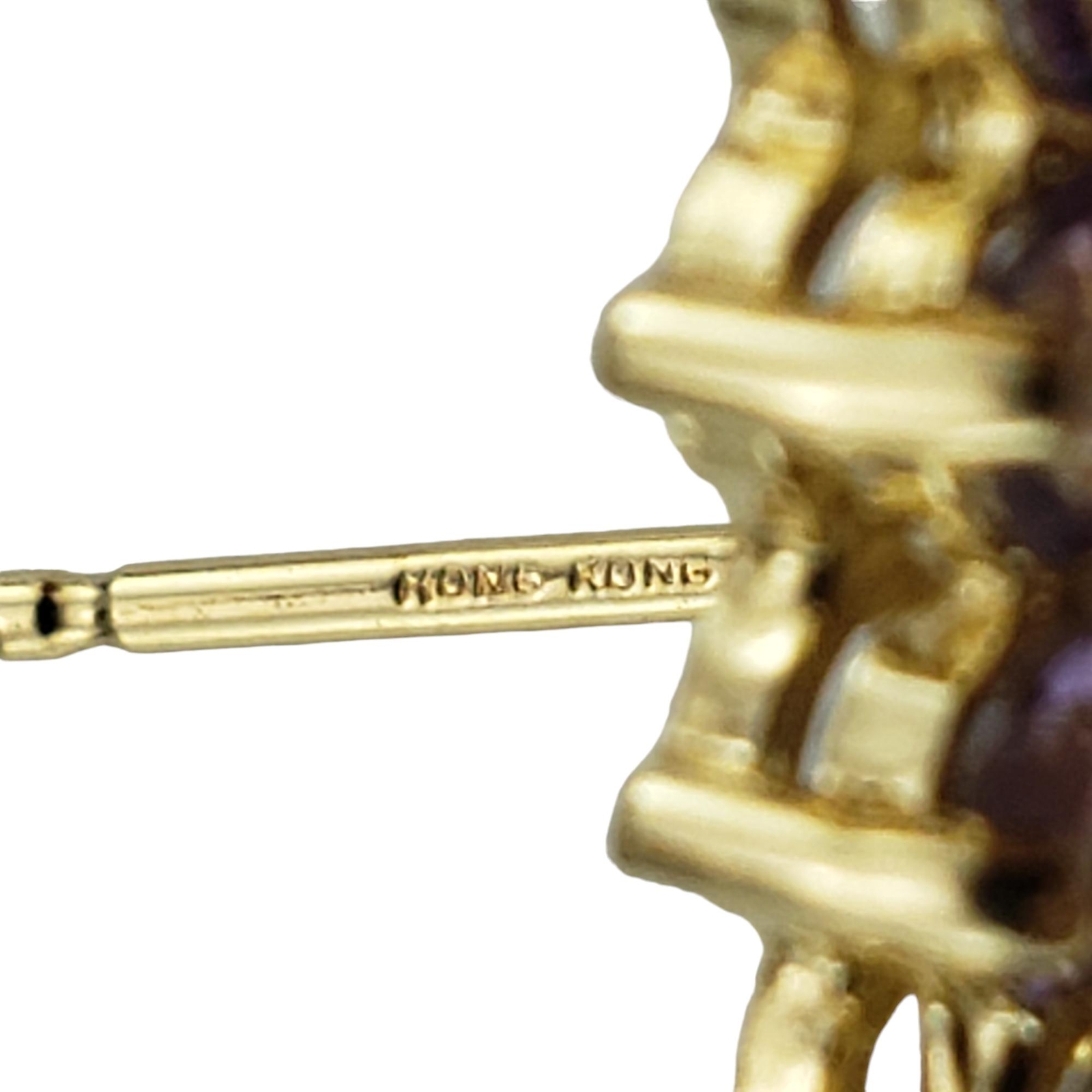 14K Yellow Gold Jade, Amethyst & Diamond Earrings #15759