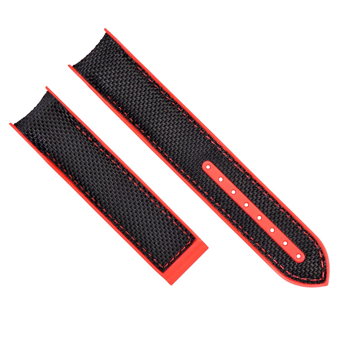 22mm Black Red Nylon Rubber Replacement Strap Red Stitching For Omega Seamaster