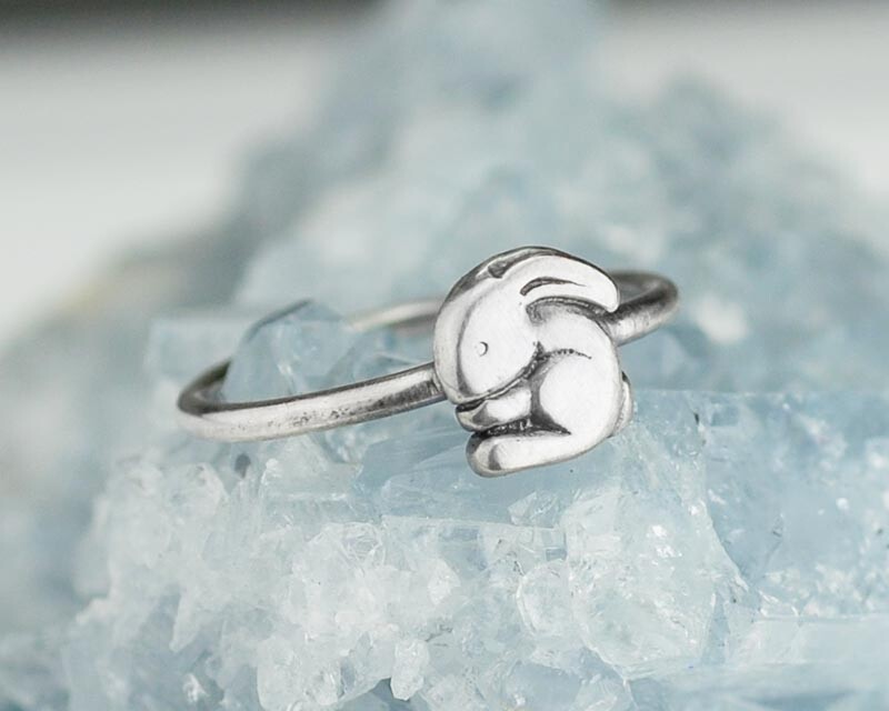 Sterling Silver Cuddly Bunny Ring Handmade Custom Sizes Available Solid .925
