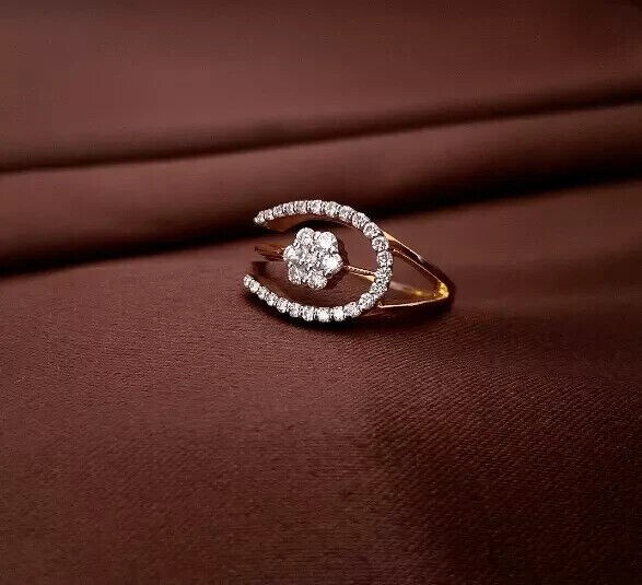 Unique Horseshoe Women Ring 1Ct Round Simulated Diamond 14K Yellow Gold Plated