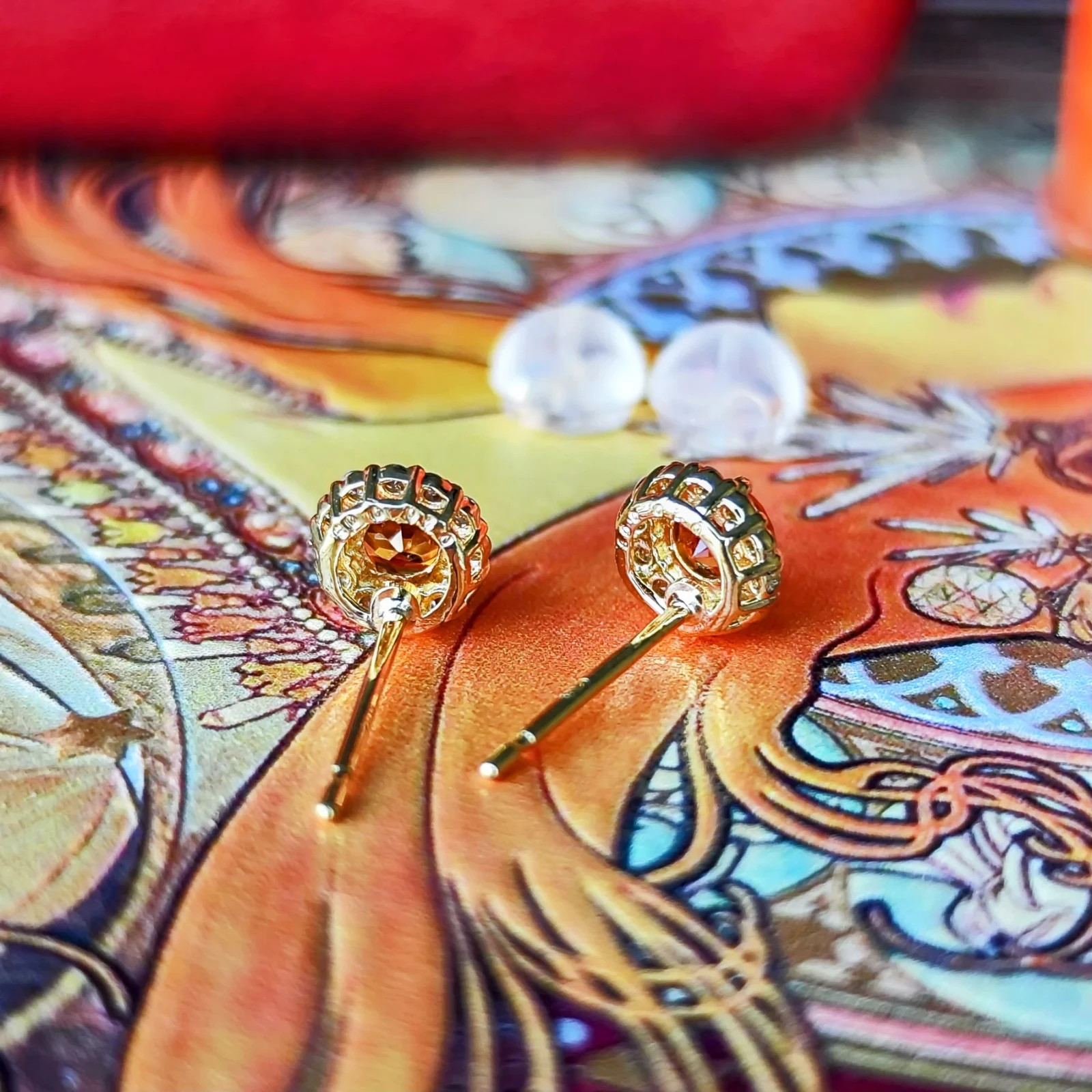 Natural Spessartine (Mandarin) Garnet Diamond 18K Gold Ring 【Made in Japan】