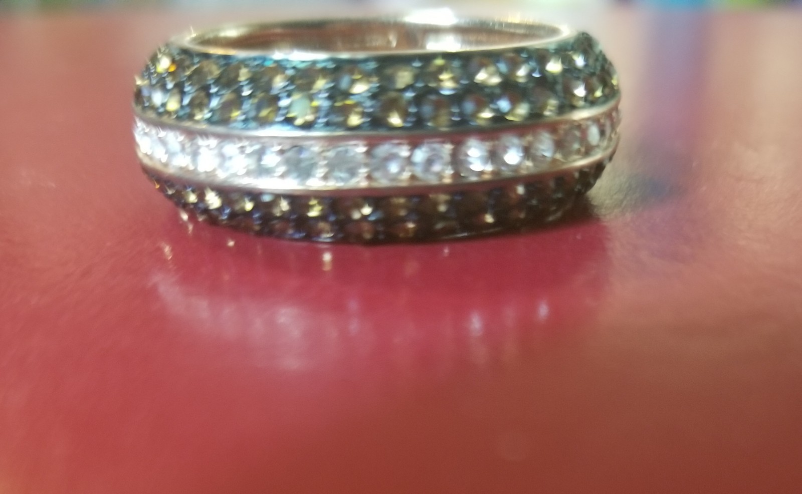 Vintage Joan Boyce Chocolate Clear Pave CZ Rose Gold Plated Band Ring, Size 10