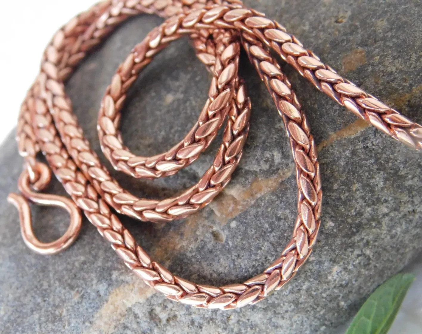 26 inch Pure Copper Round Foxtail Chain Necklace, Healing Copper Jewelry
