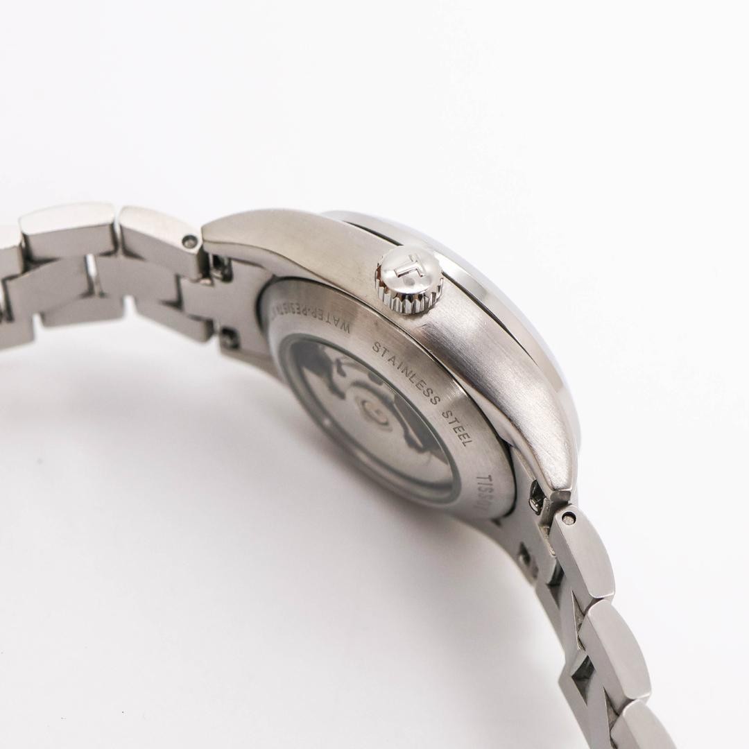 Working TISSOT wristwatch automatic date 8P diamond blue transparent back 3751