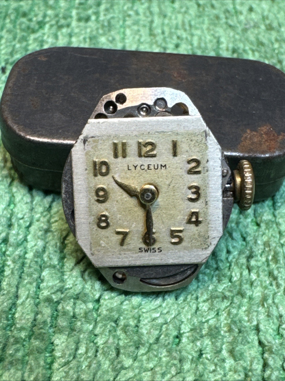 Untested Lyceum Vintage Watch Movement LXP And Dial Hands Free Parts Or Repair.