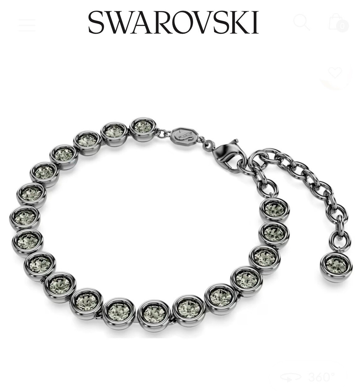 New 100% SWAROVSKI Imber Tennis Bracelet Round cut, Black, Ruthenium 5682666