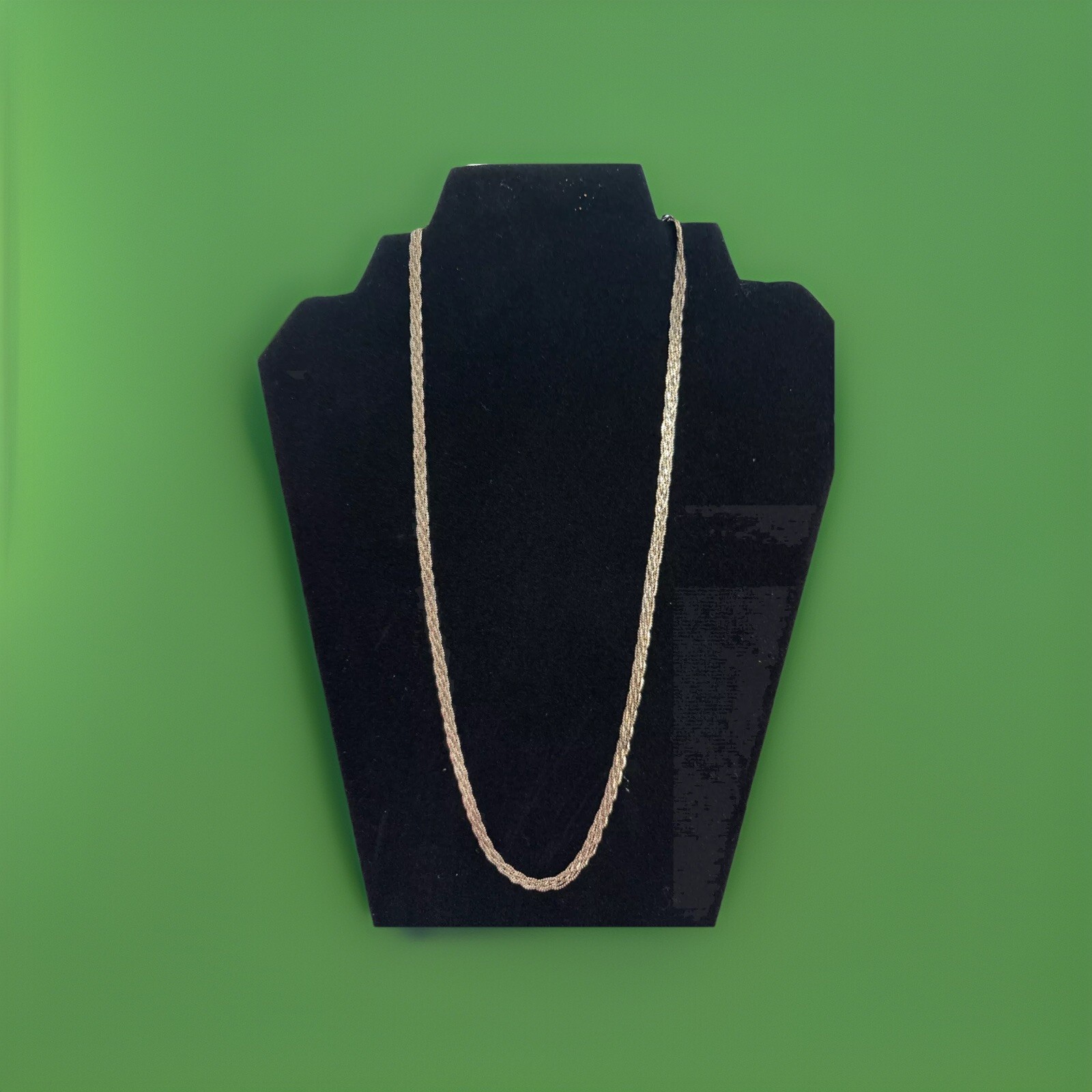 Vintage Italian Herringbone Necklace In 925 Solid Sterling Gold Designer Vior