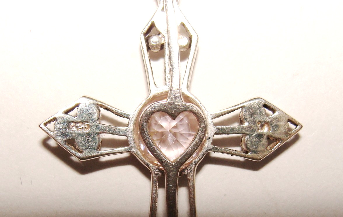 Silver Plated Mark 925 Cross Marcasite Interchangeable 7 Colors CZ 18″ Necklace