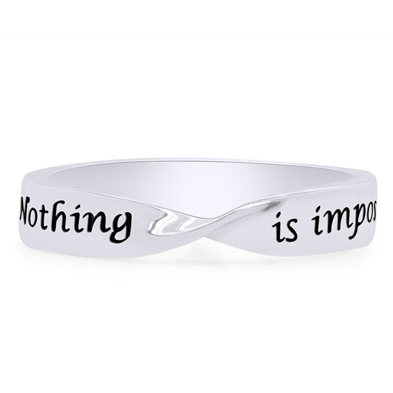 Nothing is Impossible Twisted Band Ring For Womens in 925 Sterling Silver