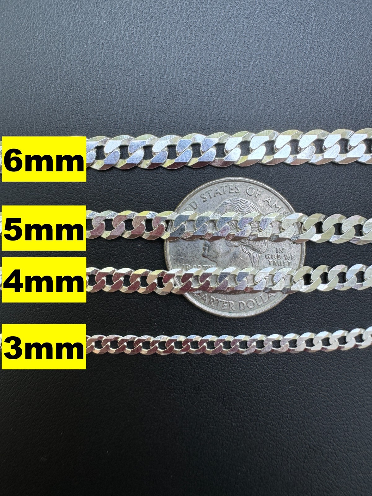 Real Solid 925 Sterling Silver Flat Curb Cuban Link Bracelet 3-10mm ITALY MADE