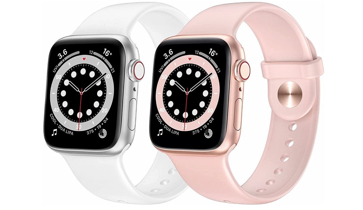 iWatch Band Sport Pink Sand/White Soft Silicone 2-PACK (41,40,38 mm band) NEW