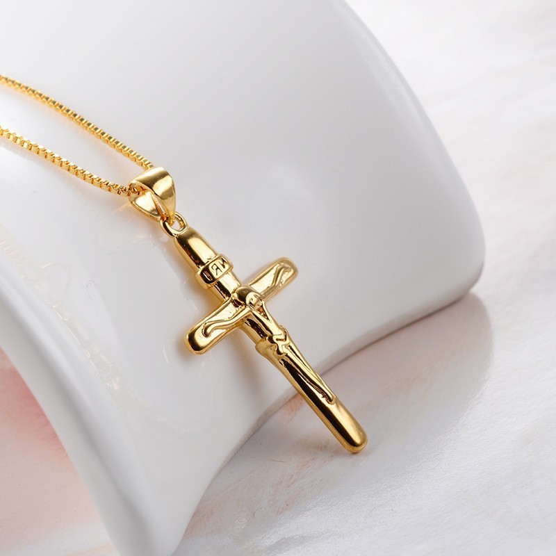 Stainless Steel Jesus Christ Face Crucifix Cross Pendant Necklace Couple Gift