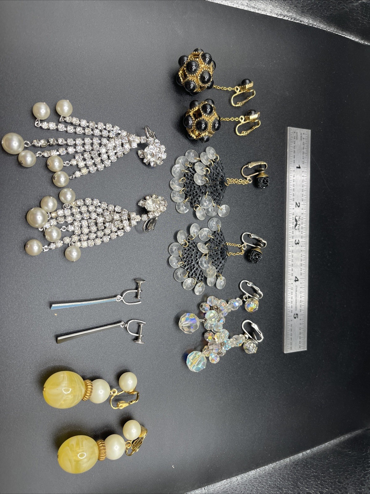 Vintage Clip-On Earrings, 6 Pairs, Costume Jewelry, 1940s-1970s