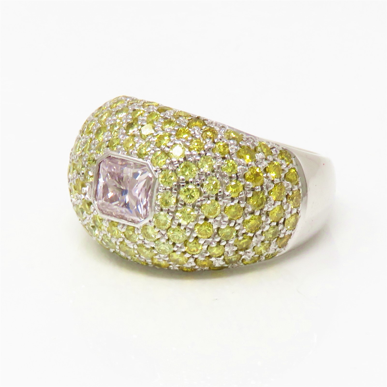 NYJEWEL Hans D. Krieger 18k White Gold Pink Fancy Yellow Diamond Dome Ring