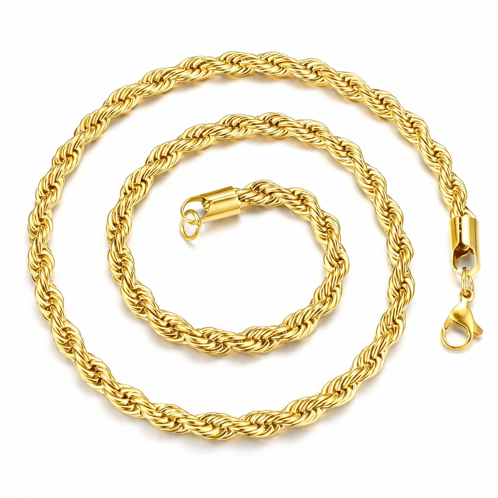 18K Gold Filled Italy Rope Necklace Heavy Solid Chain 2mm 3mm 4mm 5mm 6mm