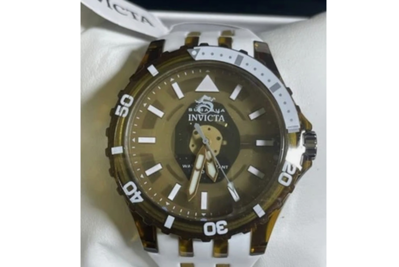 Invicta Subaqua Men’s Watch 70034: Brown Dial & White/Brown Silicone Strap New