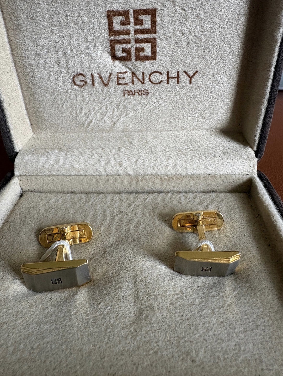 Givenchy Paris Two-Tone Logo Cufflinks with Original Box