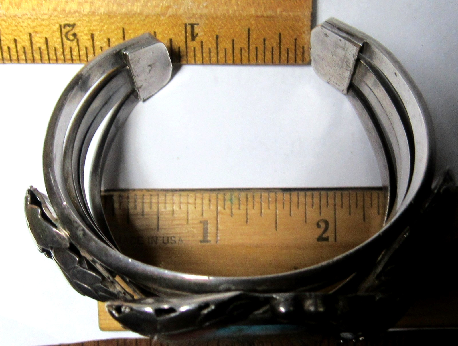 HUGE Navajo 133 GRAM B Shash NUMBER 8 Turquoise Sterling Bracelet CUFF Nat. AMER