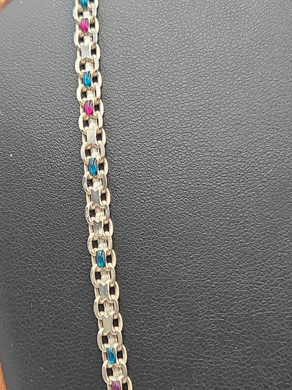 925 Milor Bismark Chain Sterling Silver Multi-Color Enamel