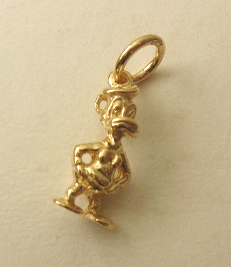 GENUINE SOLID 9ct 9K Yellow Gold 3D DONALD DUCK DISNEY ANIMAL Charm/Pendant