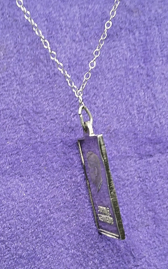 John F. Kennedy Profile .999 Fine Silver 2 Gram Bar Pendant, 18″ Sterling Chain