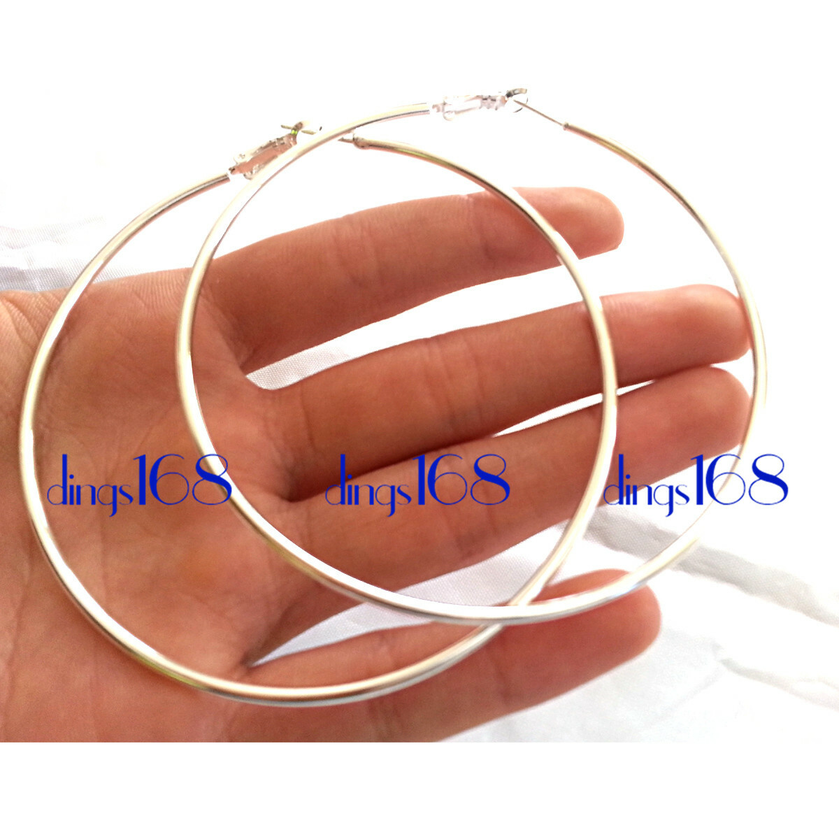 Designer Inspired 925 Sterling Silver 4″ eXtra-Large 2mm Thin Tube Hoop Earrings