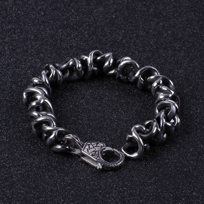 13mm 8.66” heavy 84g Pure stainless steel Vintage Cool link chain bracelet Mens