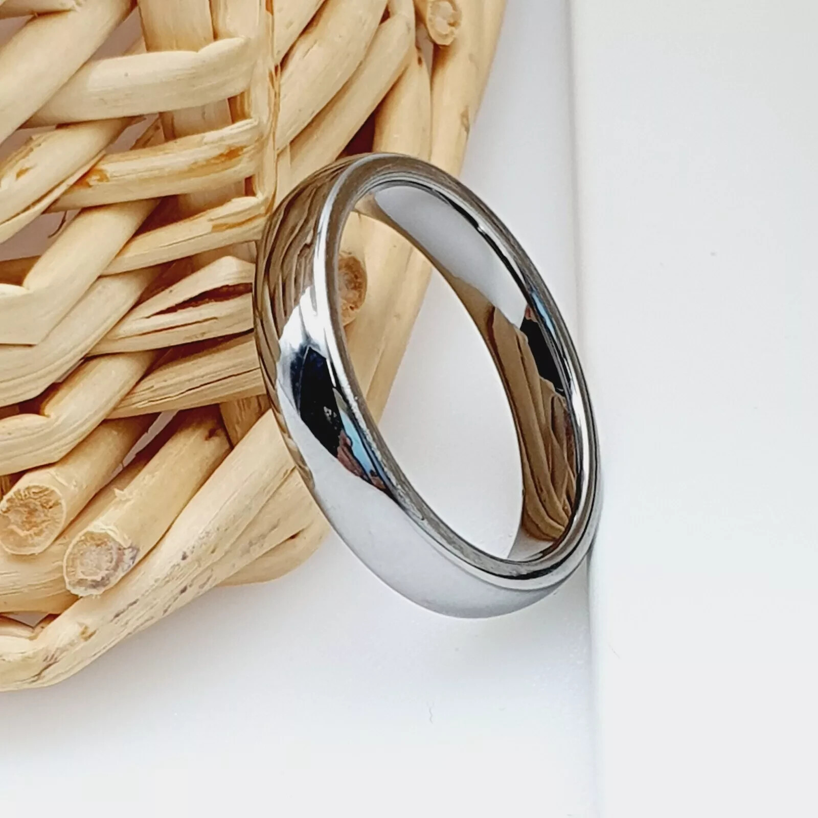 Engraved Anniversary Promise Ring – Women’s High Polished Dome Wedding Band