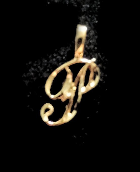 Gold Plated Initial Pendant 24k Yellow Gold Cursive Letters A to Z Diamond-Cut