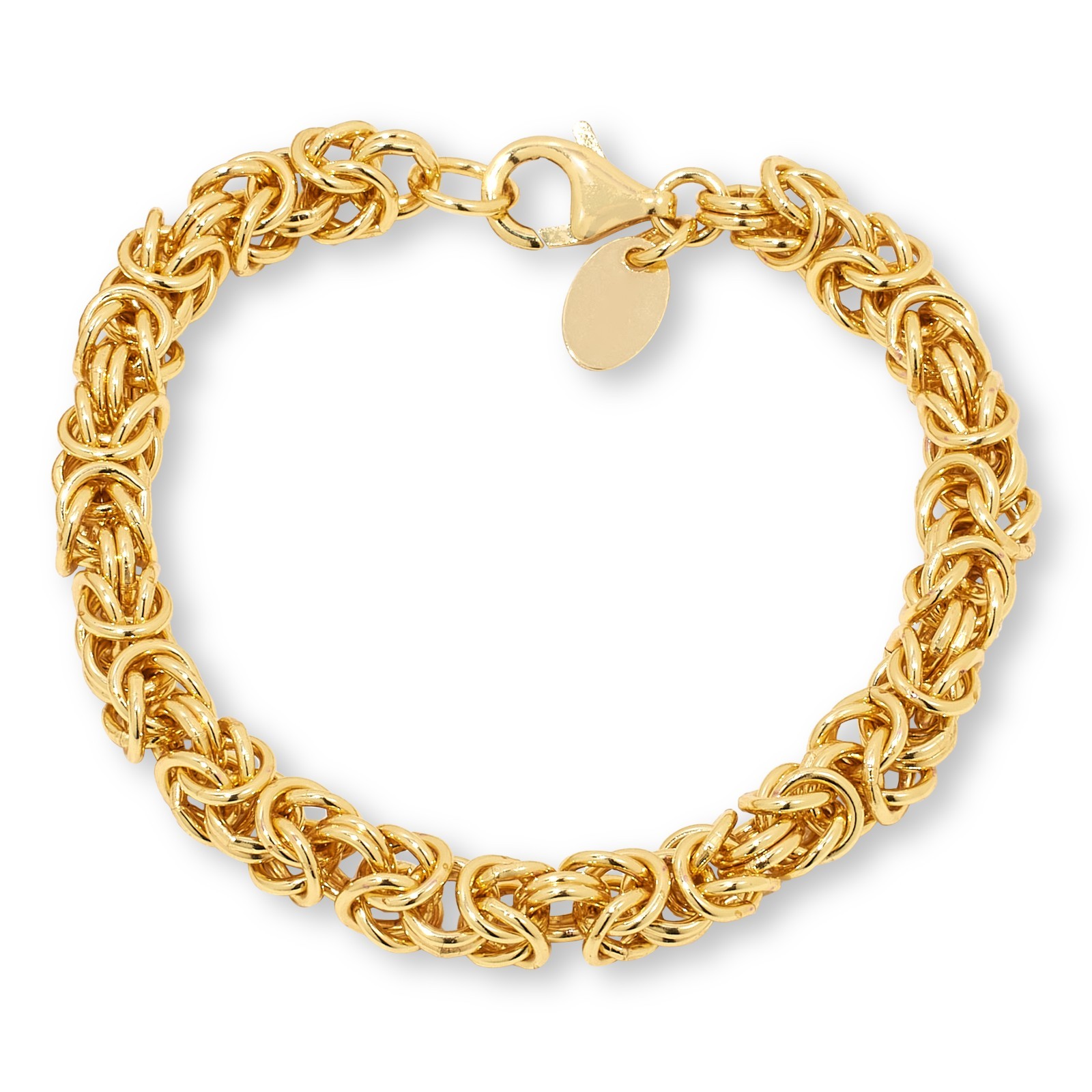 Bellezza 18k gold layrd Bronze Byzantine Necklace & Bracelet 2-piece Set 7″ 18″