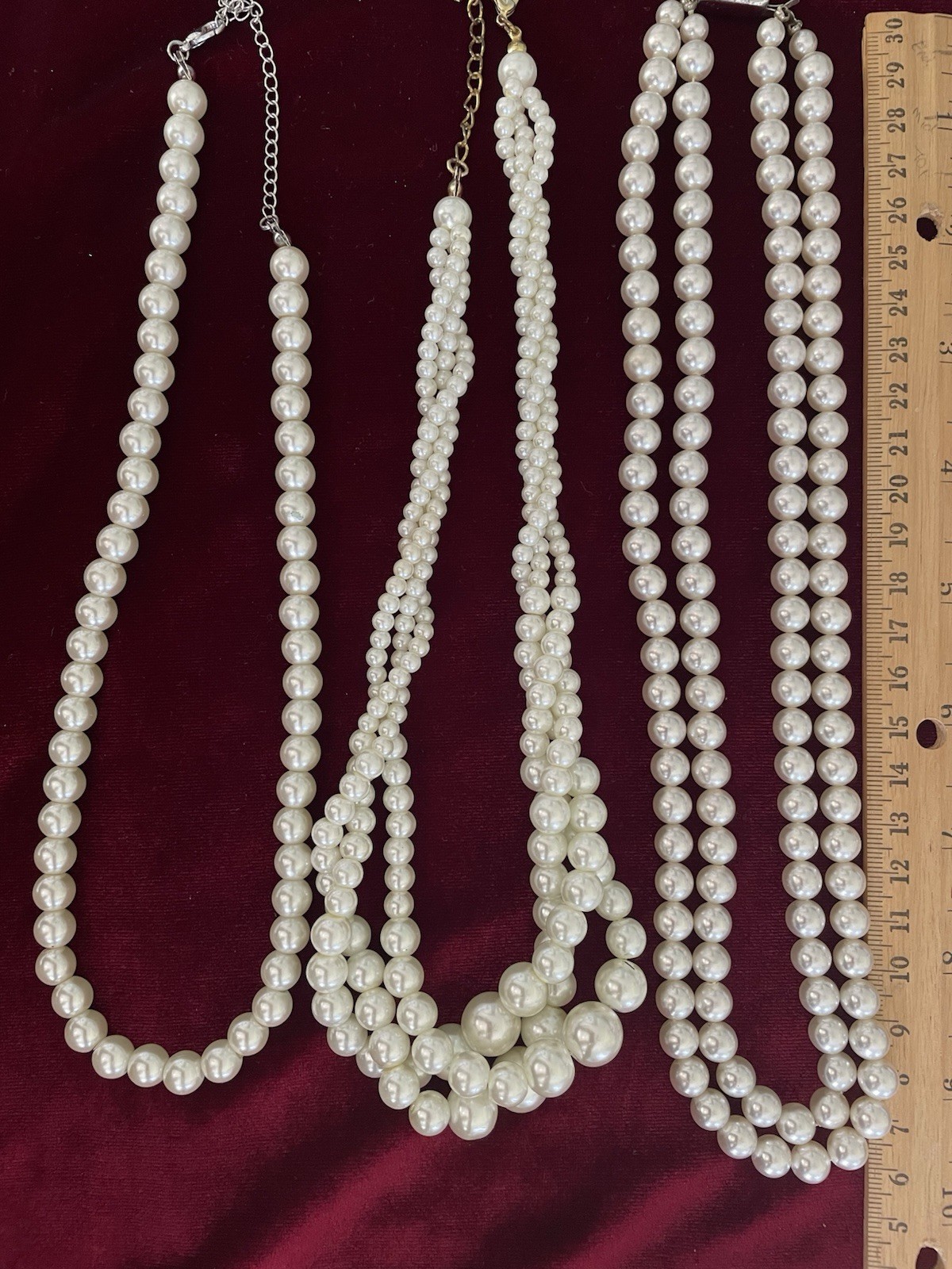 PEARLS -3 Sets Very White Necklaces Approx. 20″ – Lots of Luster