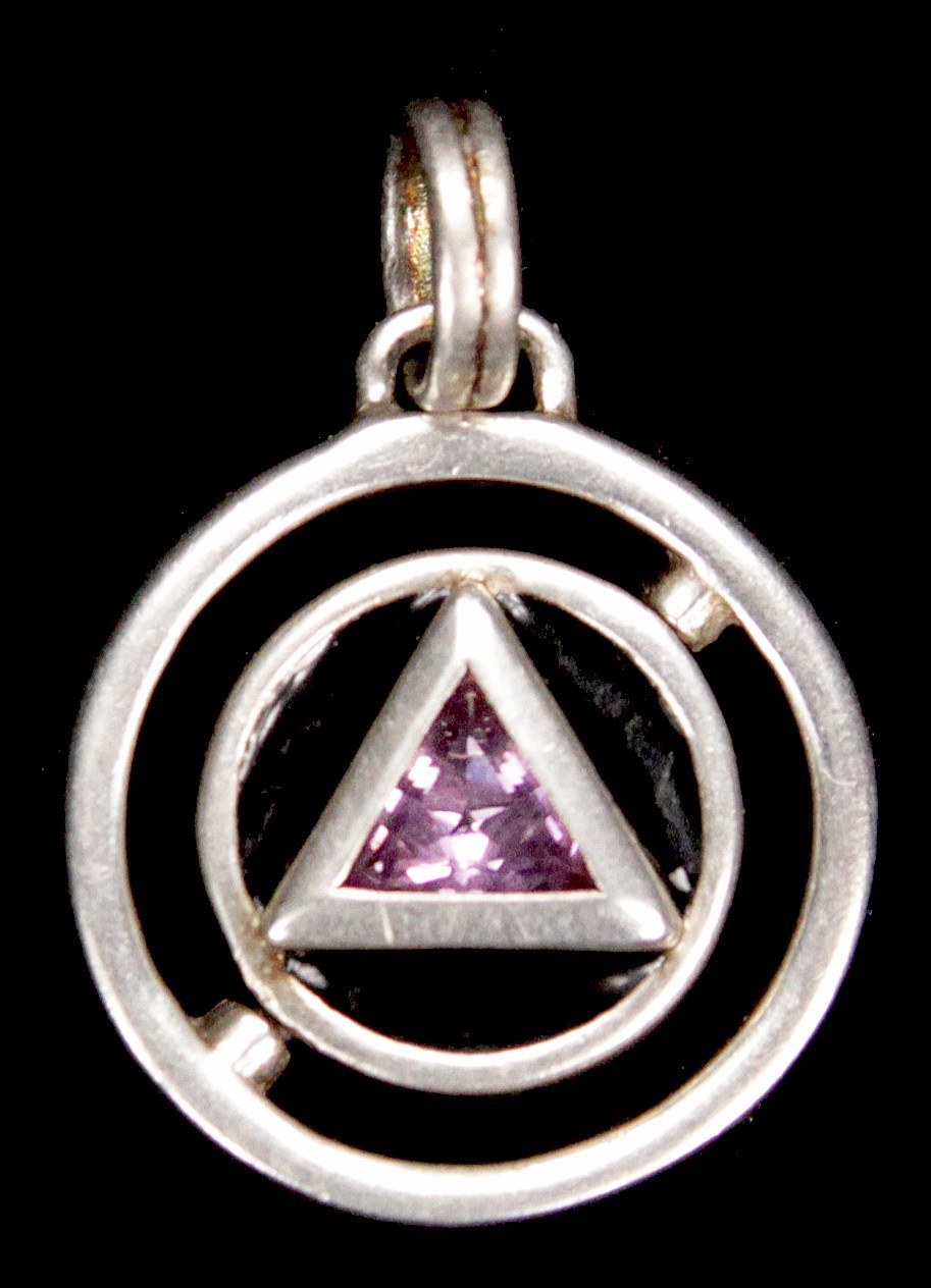 Vintage PSCL Peter Stone 925 Sterling Silver Amethyst Spinner Pendant Charm AA