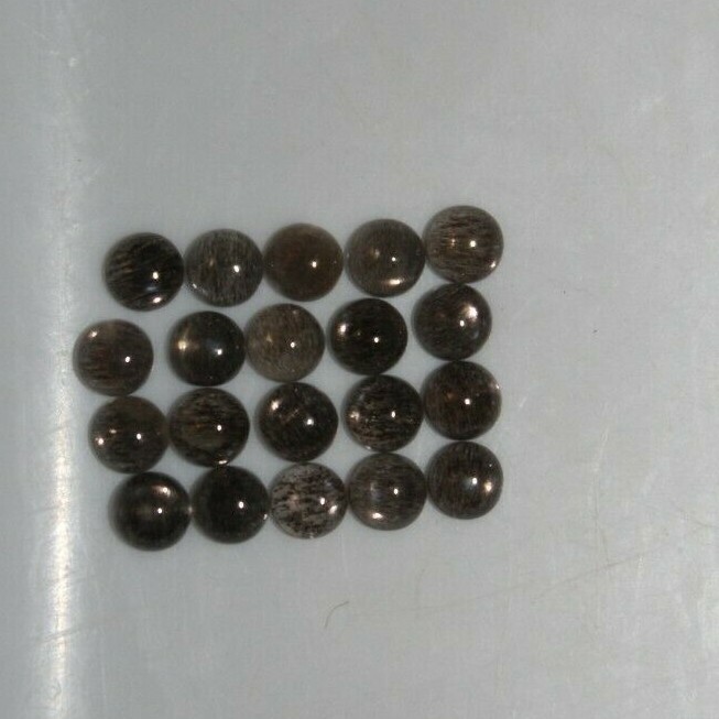 Black Moonstone 3mm, 4mm, 5mm, 6mm, 8mm Flat Back Round Cabochon Loose Gem(s)