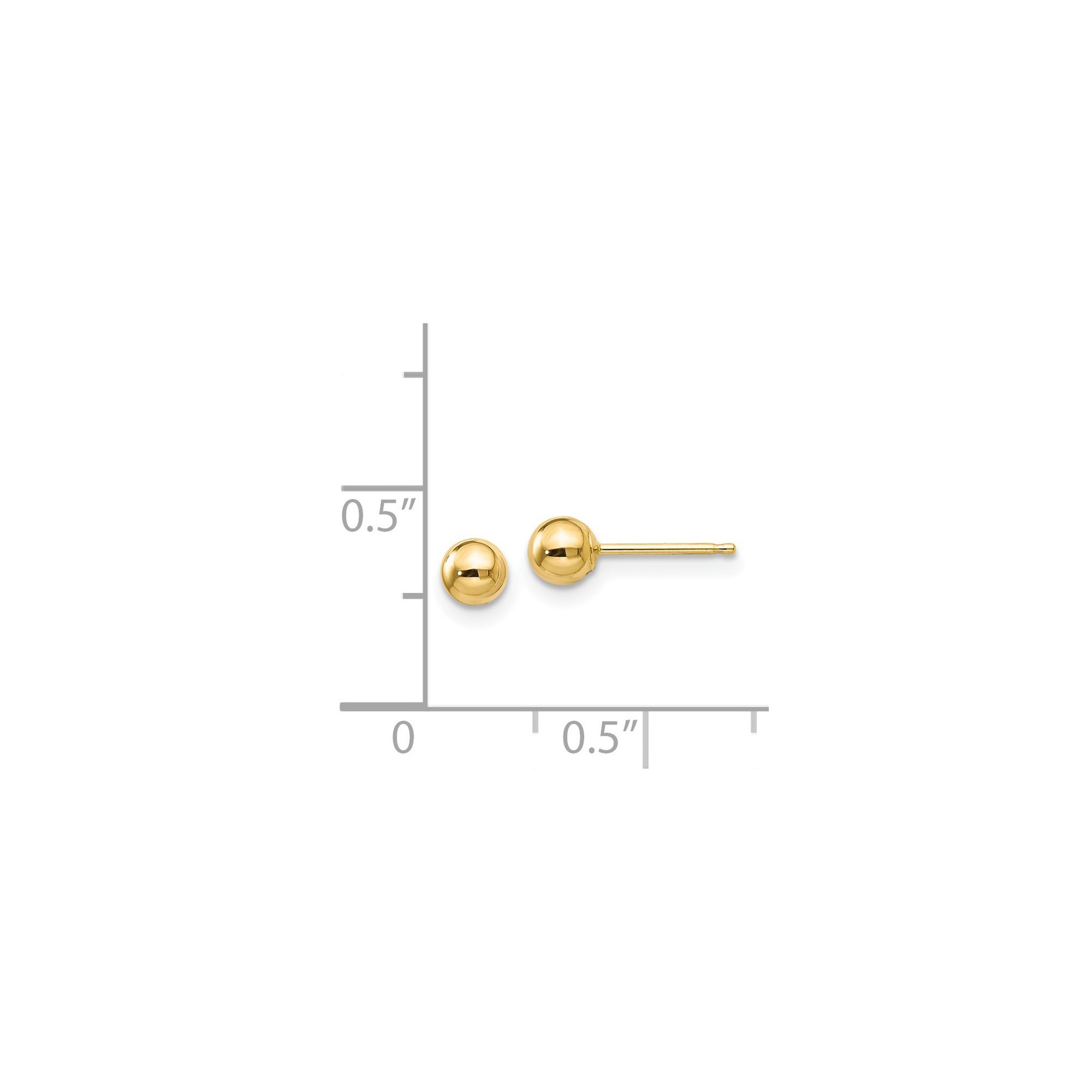14k Yellow Gold 4mm Ball Stud Earrings Pair Polished Post Push Back